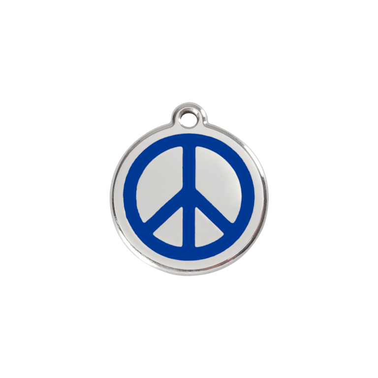 Vue avant - Médaille personnalisable pour chien/chat Red Dingo Émail/Acier inoxydable - Motif Paix - Bleu foncé - Talla S