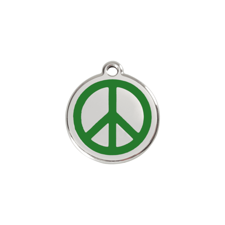 Vue avant - Médaille personnalisée pour chien/chat Red Dingo Émail & acier inoxydable - Motif Paix - Vert - Talla S