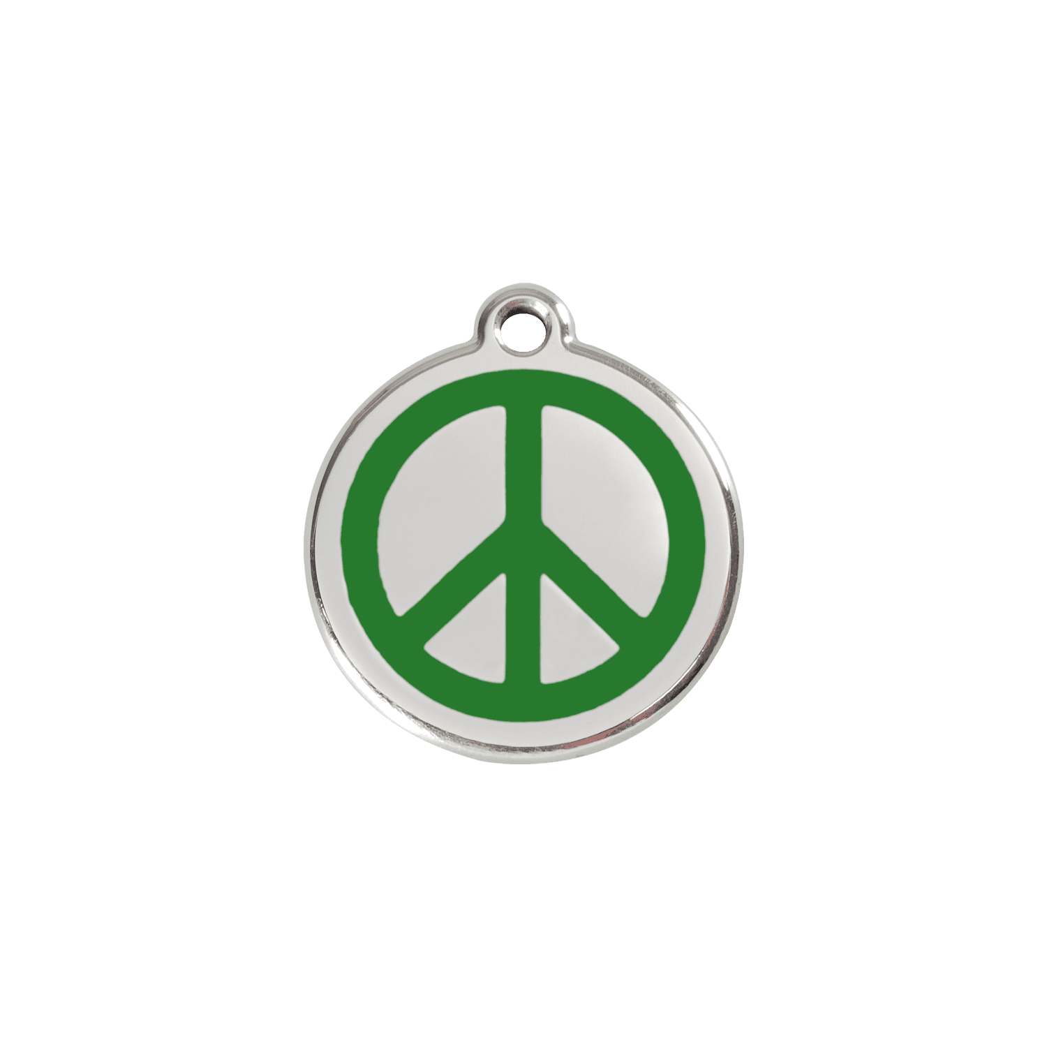 Vue avant - Médaille personnalisée pour chien/chat Red Dingo Émail & acier inoxydable - Motif Paix - Vert - Talla S