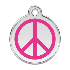 Placa para perro grande Paz en esmalte rosa vivo y acero inoxidable