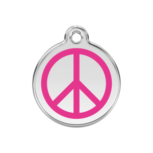 Placa para perro mediana Paix en esmalte rosa fuerte y acero inoxidable