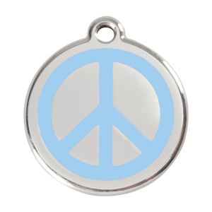 Placa para perro grande Paix azul claro en esmalte y acero inoxidable