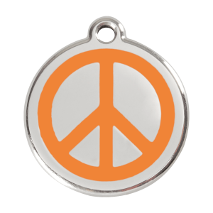 Placa para perro grande Paix en esmalte naranja y acero inoxidable