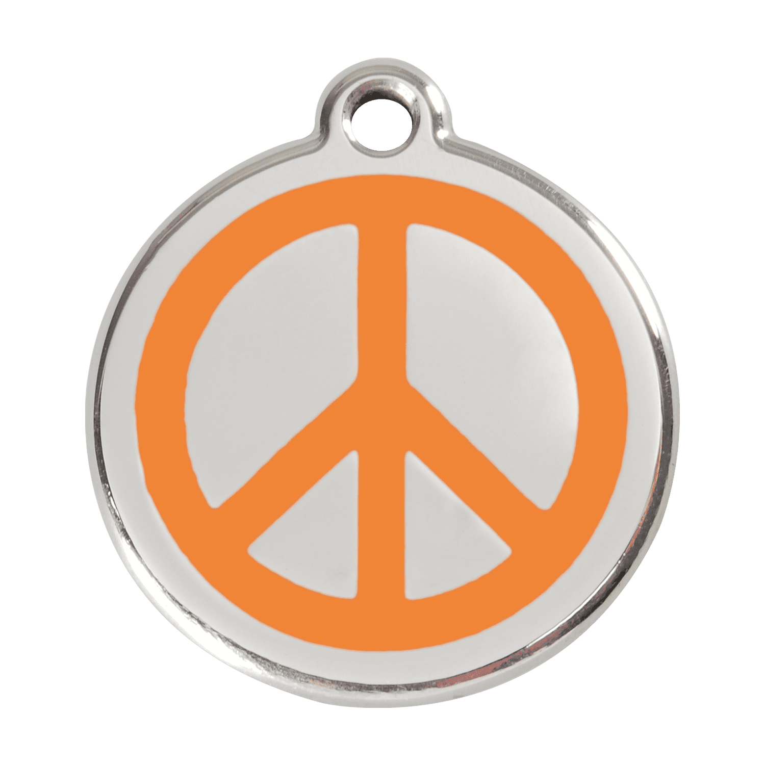 Vue avant - Médaille personnalisable en émail et acier inoxydable - Motif Paix - Orange - Talla L - Red Dingo