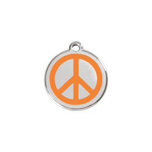 Placa para gato pequeña Paix en esmalte naranja y acero inoxidable