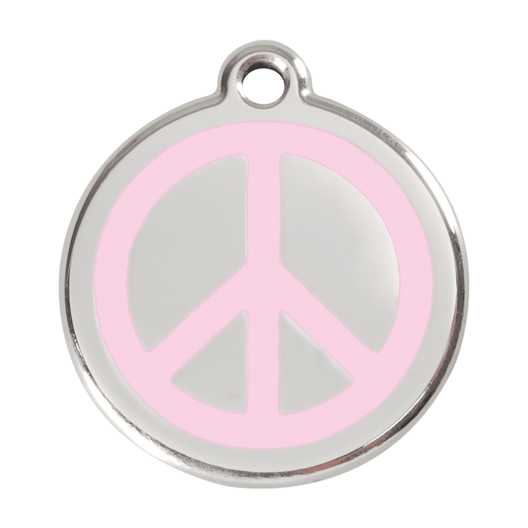 Vue avant - Médaille personnalisée en émail et acier inoxydable - Motif Paix - Rose - Talla L - Red Dingo