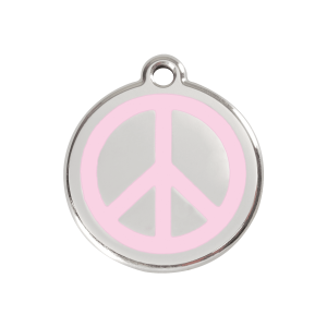 Placa para perro mediana Paix en esmalte rosa y acero inoxidable