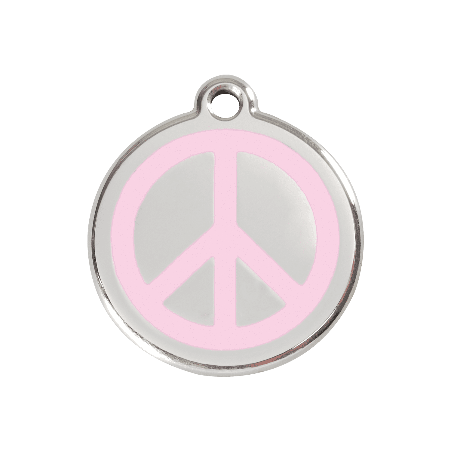 Vue avant - Médaille personnalisée pour chien/chat Red Dingo Émail/Acier inoxydable - Motif Paix - Rose - Talla M