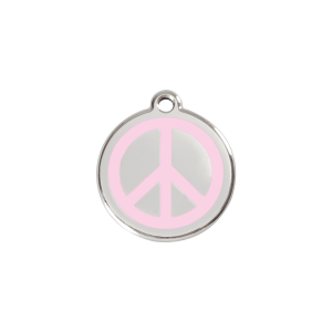 Placa para gato pequeña Paix en esmalte rosa y acero inoxidable