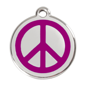 Placa para perro grande Paz en esmalte violeta y acero inoxidable