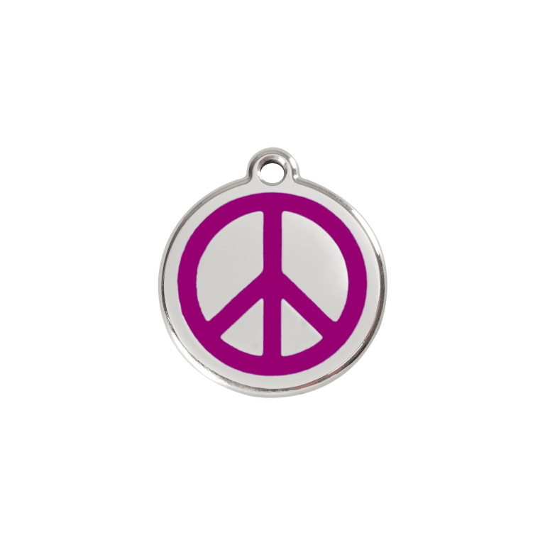 Vue avant - Médaille personnalisable pour chien/chat Red Dingo Émail/Acier inoxydable Violet - Talla S - Paix