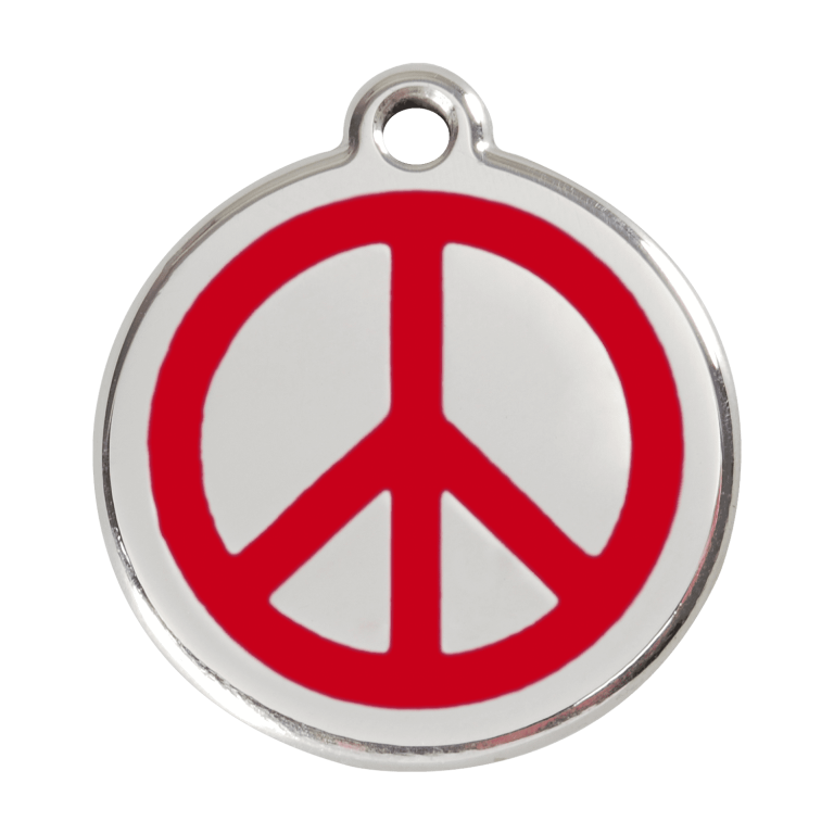 Vue avant - Médaille personnalisée Red Dingo Émail et acier inoxydable - Motif Paix - Rouge - Talla L