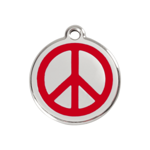 Placa para perro mediana Paix en esmalte rojo y acero inoxidable