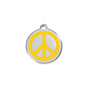 Placa para gato pequeña Paix en esmalte amarillo y acero inoxidable