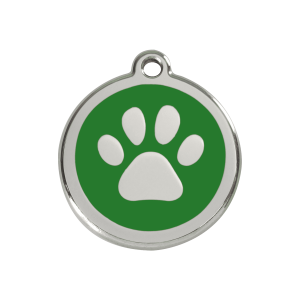 Placa para perro mediana con huella en esmalte verde