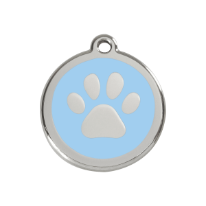 Placa para perro mediana con huella en esmalte azul claro