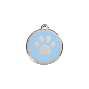Placa para gato o perro pequeño S azul claro con huella