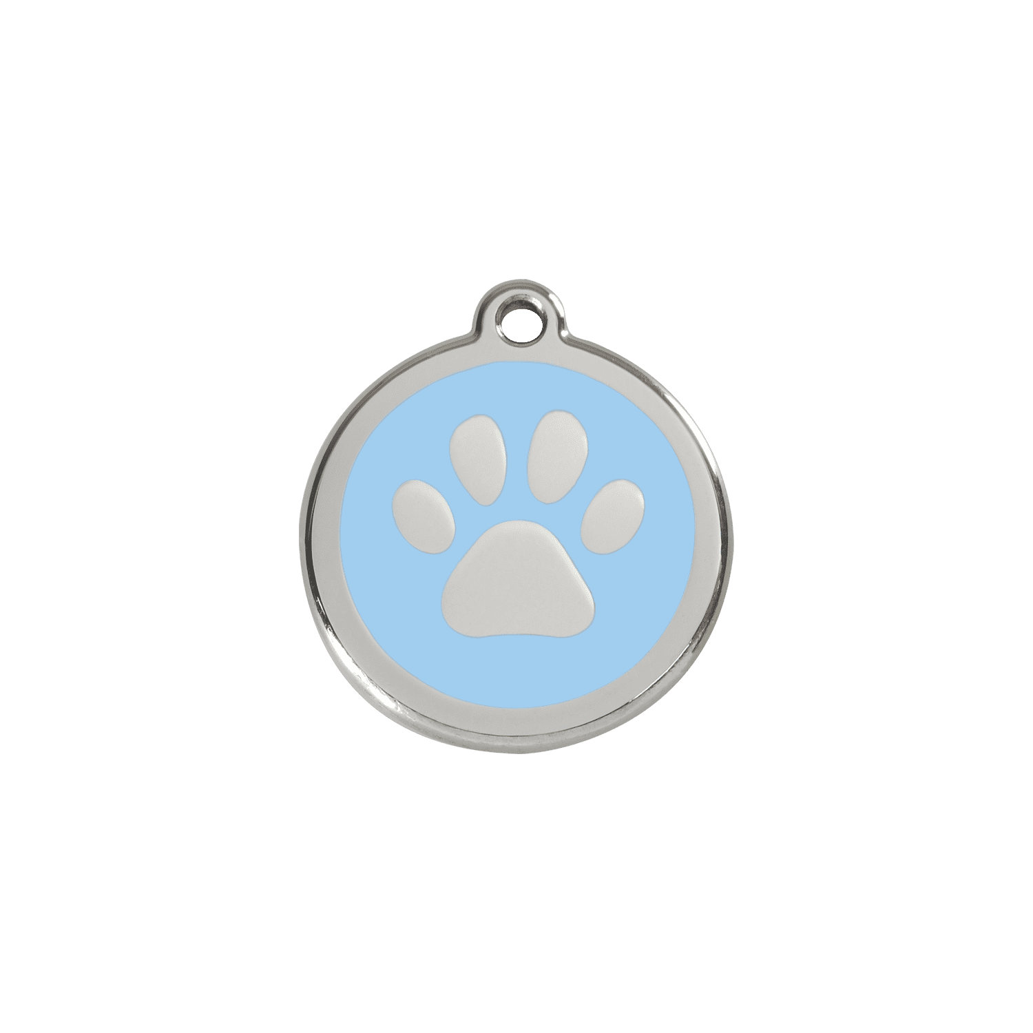 Vue avant - Médaille personnalisable pour chien/chat Red Dingo Émail/Acier inoxydable Bleu clair - Empreinte de patte - Talla S
