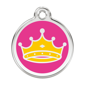 Placa para perro grande Reina rosa fuerte en esmalte y acero inoxidable