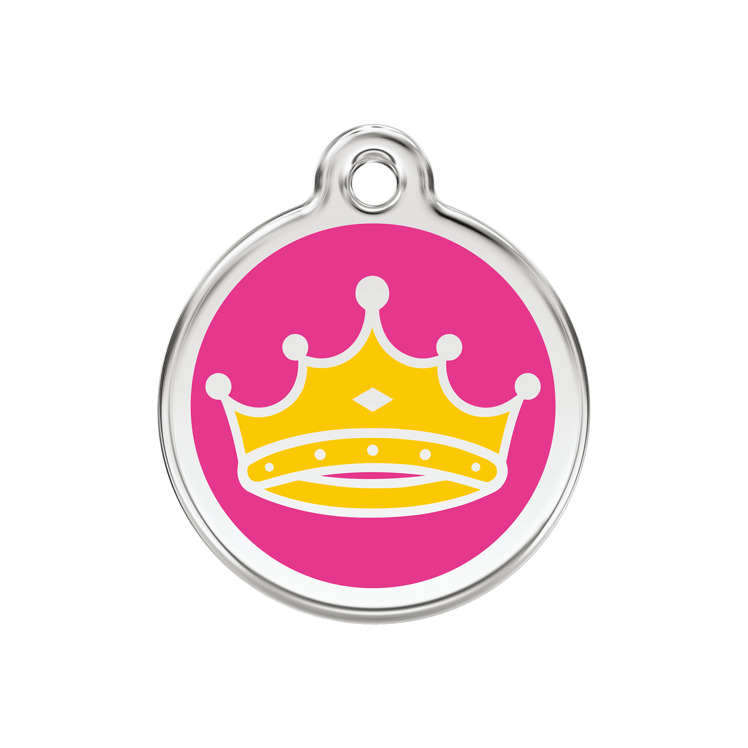 Vue avant - Médaille personnalisée pour chien Red Dingo Émail et acier inoxydable Reine Rose vif - Talla M