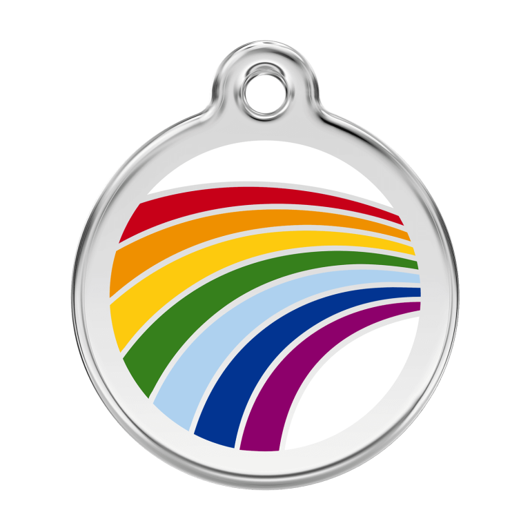 Vue avant - Médaille personnalisée pour chien Red Dingo Émail Arc-en-ciel Blanc - Talla L
