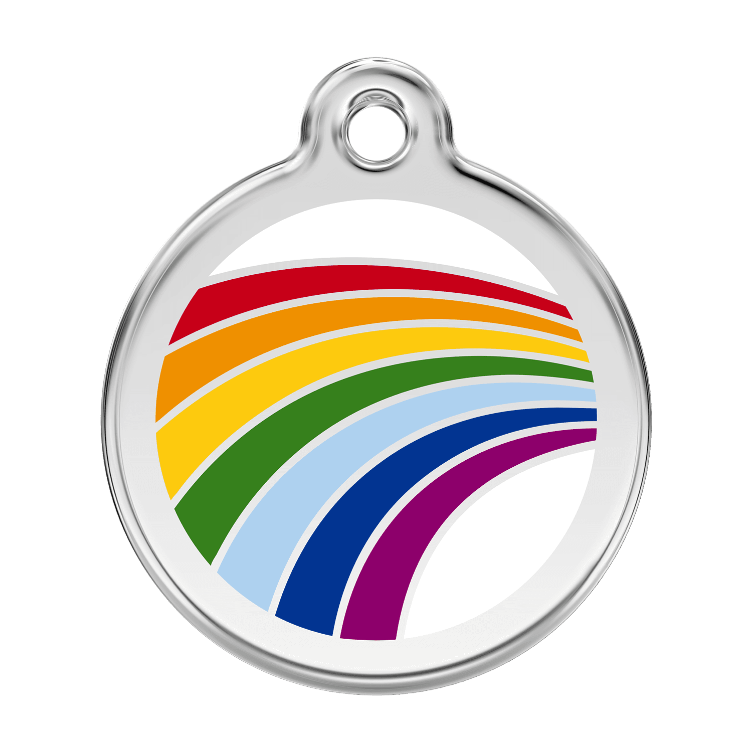 Vue avant - Médaille personnalisée pour chien Red Dingo Émail Arc-en-ciel Blanc - Talla L