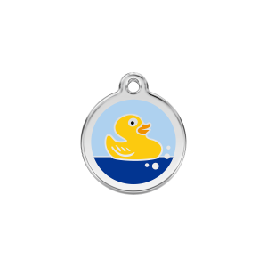 Placa para gato pequeña con diseño de pato en goma azul claro