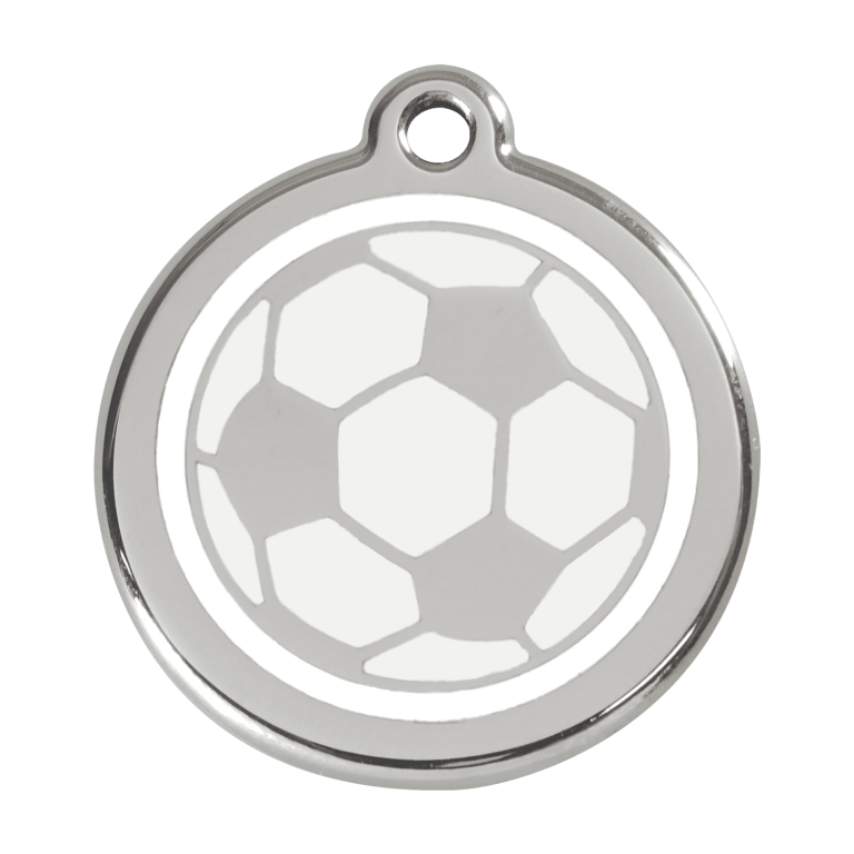 Vue avant - Médaille personnalisée pour chien - Red Dingo 01-SB-WT-LG - Ballon de football blanc - Talla L