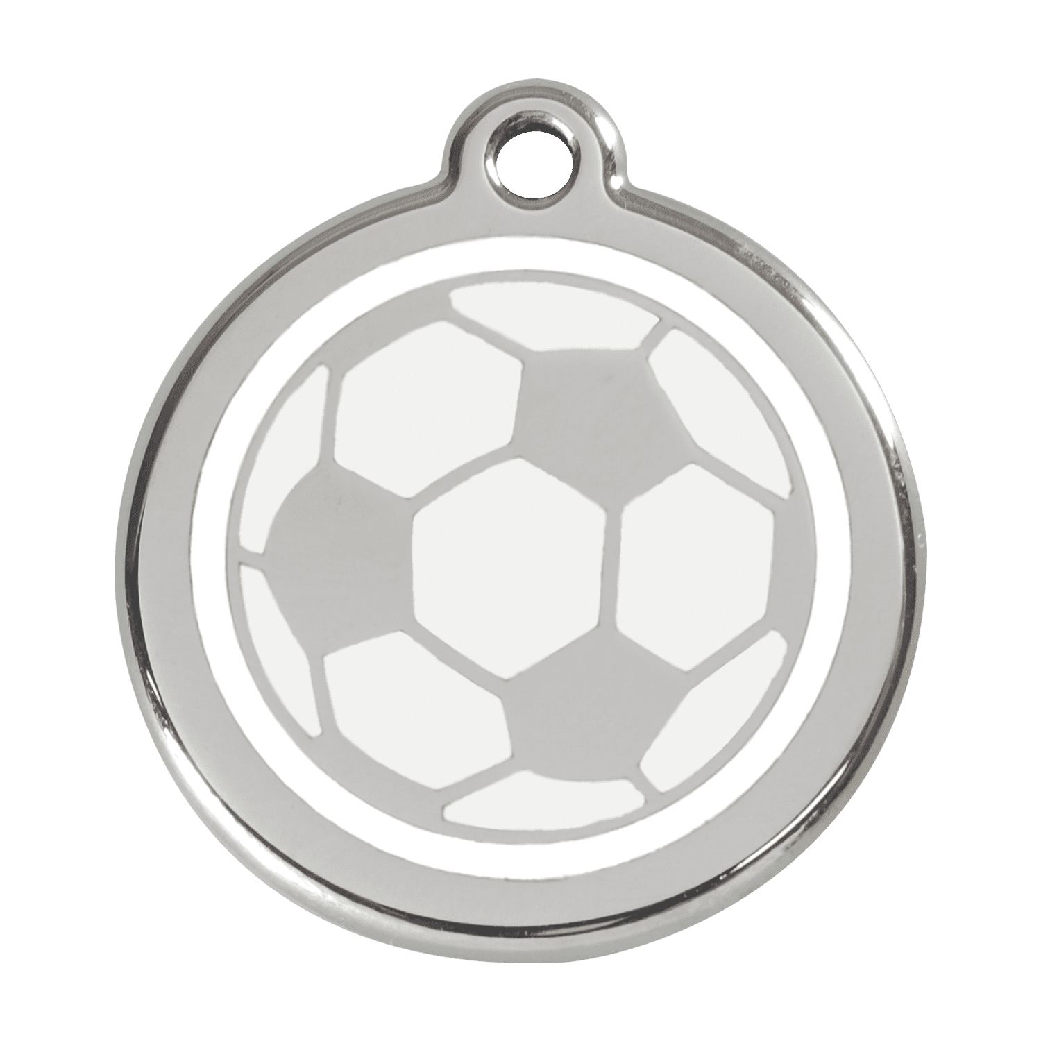 Vue avant - Médaille personnalisée pour chien - Red Dingo 01-SB-WT-LG - Ballon de football blanc - Talla L