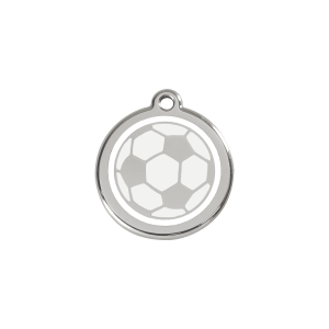Placa para gato pequeña balón de fútbol en esmalte blanco