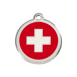 Placa para perro mediana con diseño Cruz Suiza rojo