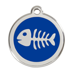 Placa para perro grande con diseño espina de pez azul oscuro