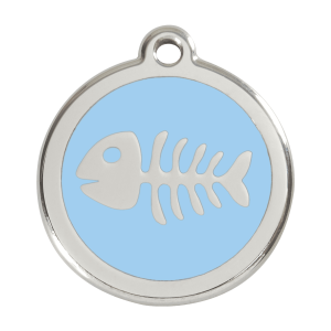 Placa para perro grande con diseño espina de pez azul claro