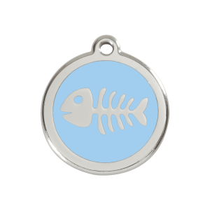 Placa para perro mediana con diseño espina de pez azul claro