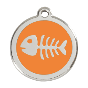 Placa para perro grande con diseño espina de pez naranja