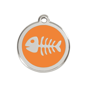 Placa para perro mediana con diseño espina de pez naranja