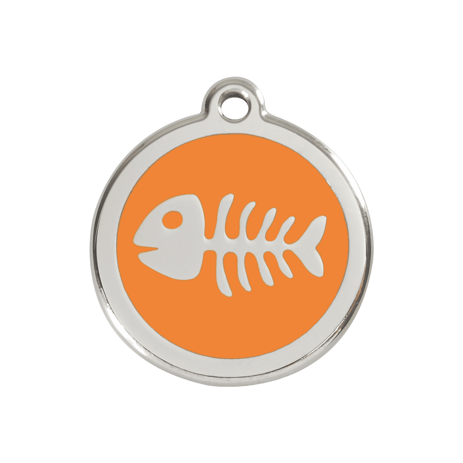 Vue avant - Médaille personnalisée pour chien Red Dingo - Squelette de poisson - Orange - Talla M