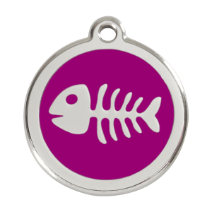 Placa para perro grande con diseño espina de pez en esmalte violeta