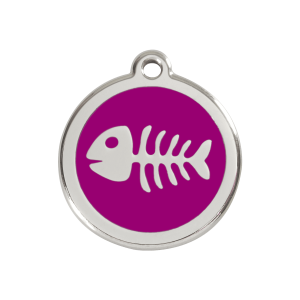 Placa para perro mediana con diseño espina de pez violeta