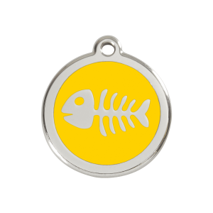 Placa para perro mediana con diseño espina de pez amarillo