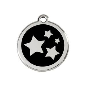 Placa para perro mediana con estrella negra en esmalte y acero inoxidable
