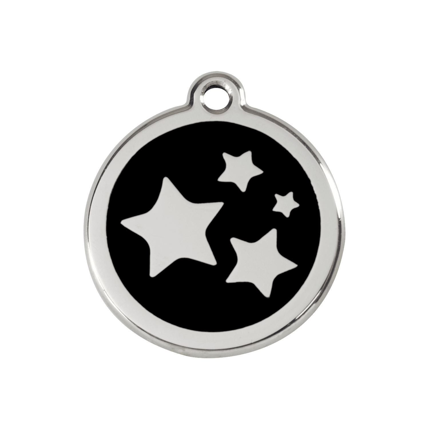Vue avant - Médaille personnalisée pour chien Red Dingo Émail et acier inoxydable - Motif étoile - Noir - Talla M