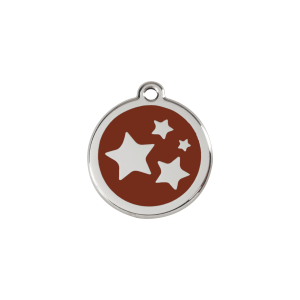 Placa para gato Esmalte y acero inoxidable - Estrella marrón - Talla S