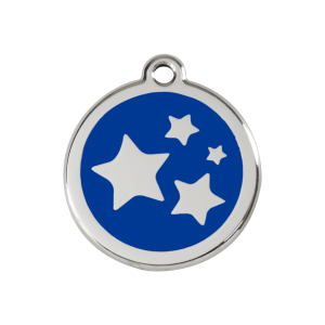 Placa para perro mediana con estrella azul oscuro en esmalte y acero inoxidable