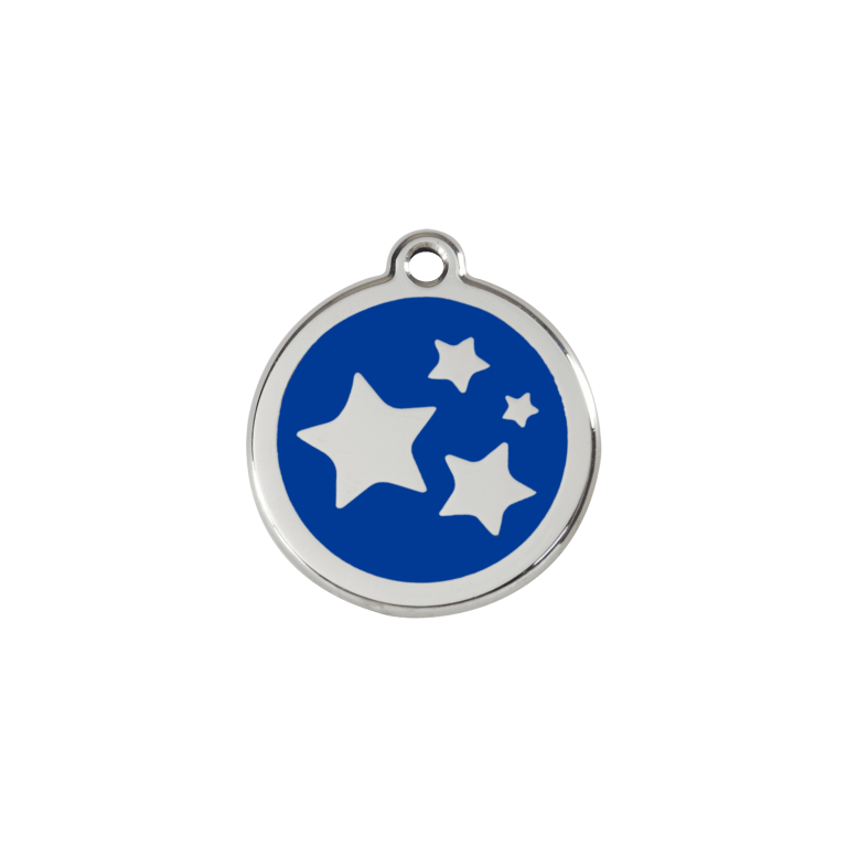 Vue avant - Médaille personnalisée pour chien/chat Red Dingo Émail/Acier inoxydable Bleu foncé - Talla S