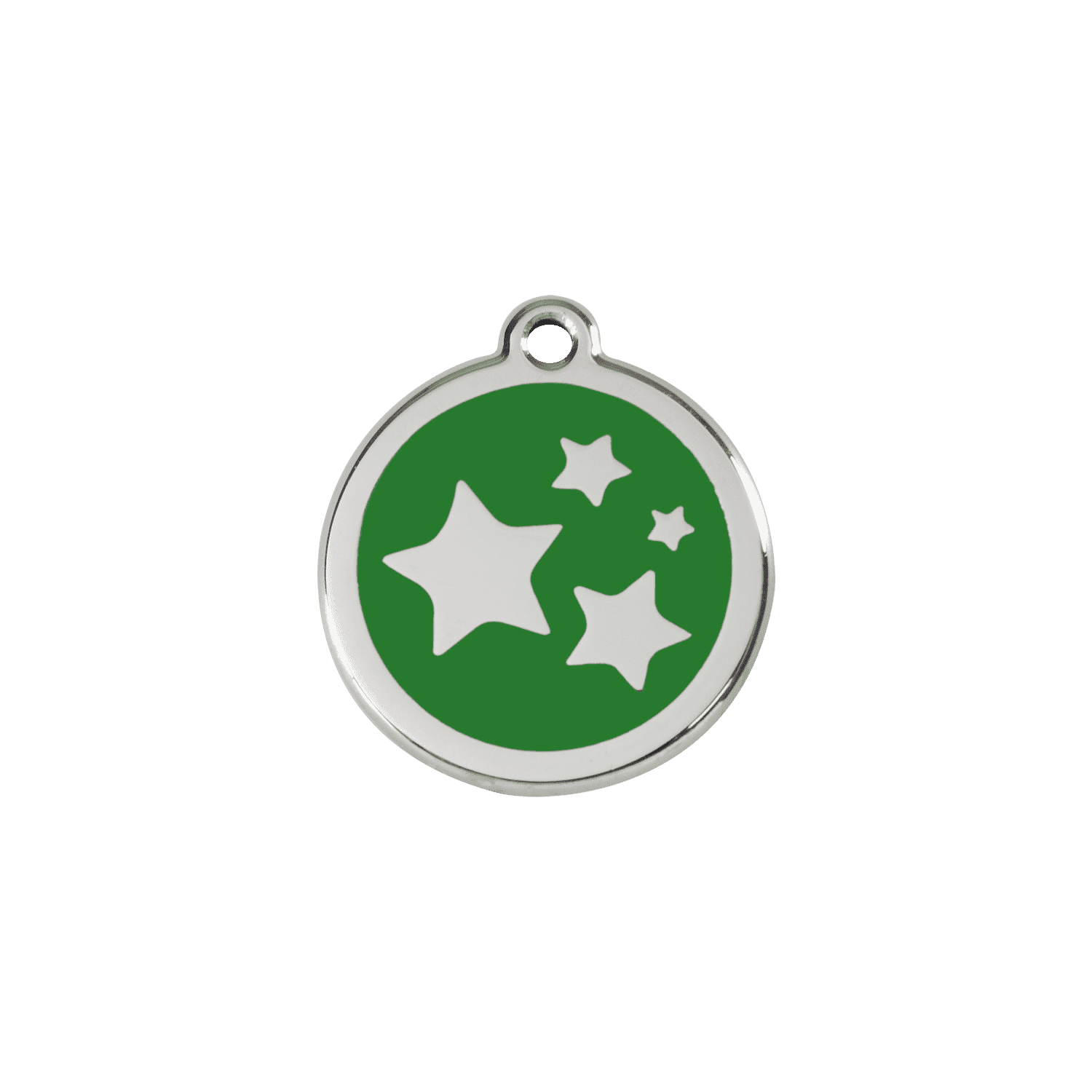 Vue avant - Médaille personnalisée pour chien/chat Red Dingo Émail et acier inoxydable - Motif étoile - Vert - Talla S