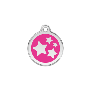 Placa para gato o perro pequeño estrella esmalte rosa vivo - Talla S