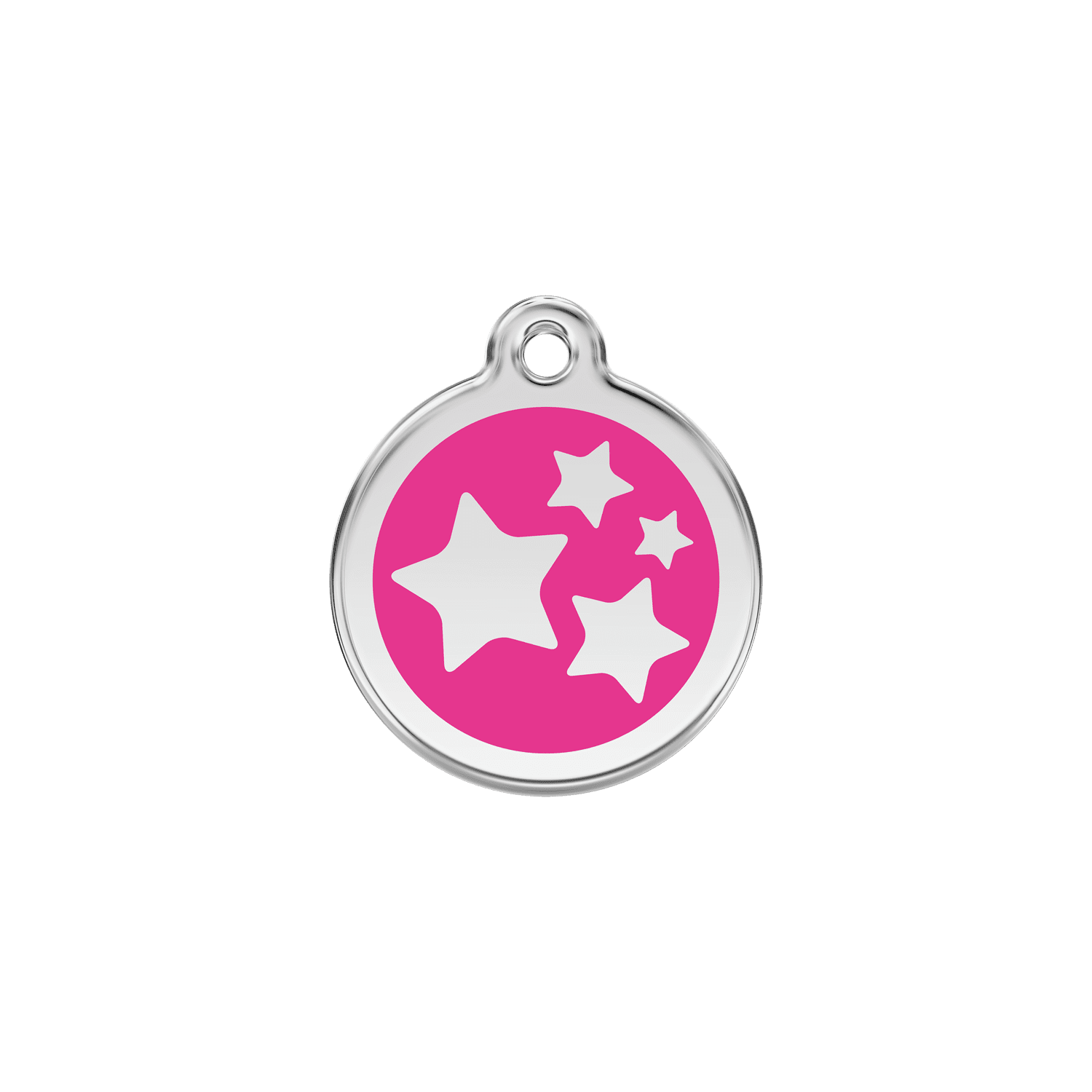 Vue avant - Médaille personnalisée émail et acier inoxydable - Red Dingo - Motif étoile - Rose vif - Talla S