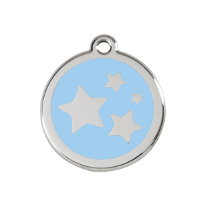 Placa para perro mediana con estrella azul claro en esmalte y acero inoxidable