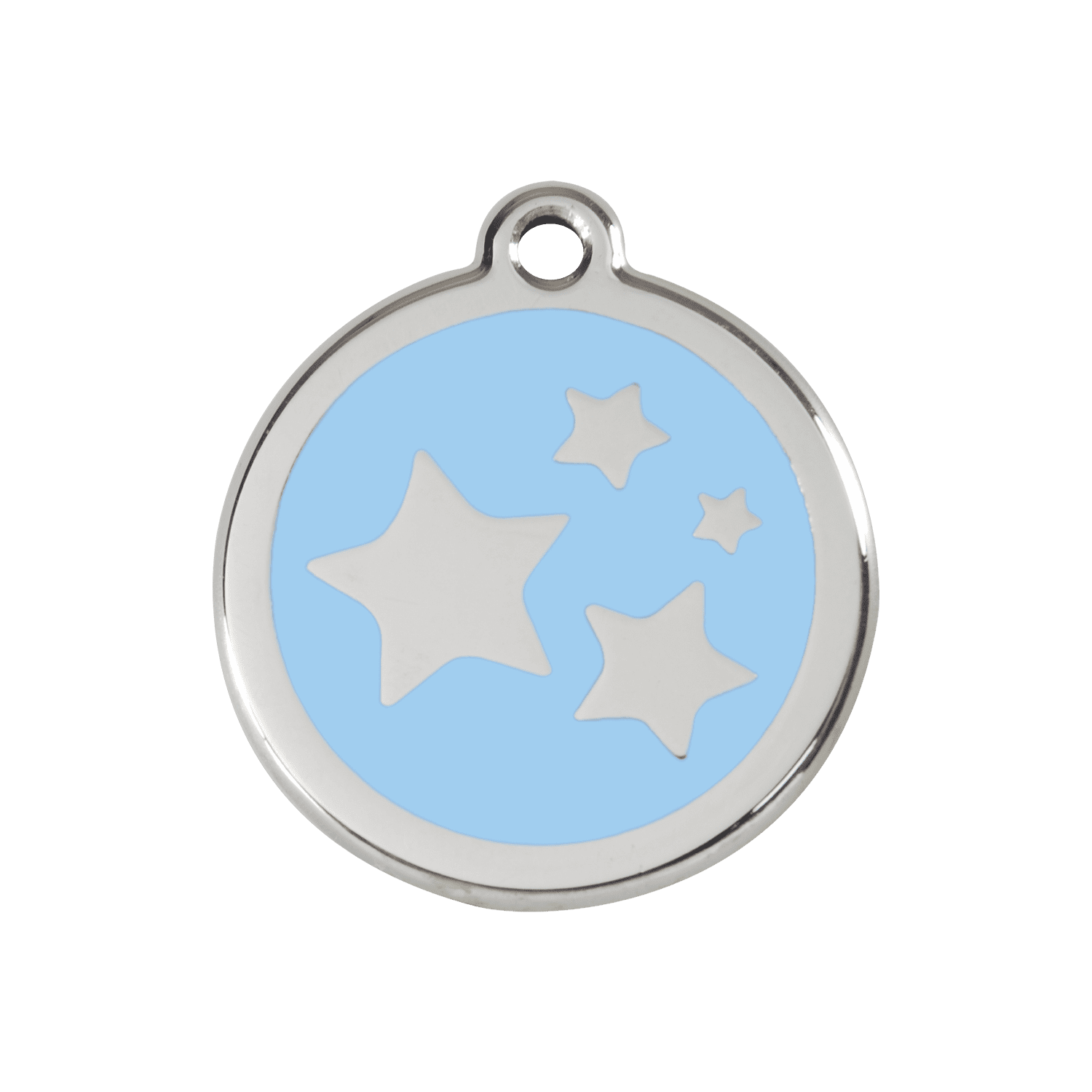 Vue avant - Médaille personnalisable Red Dingo émail et acier inoxydable Bleu clair - Talla M - Motif étoile